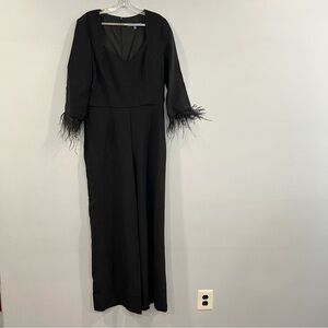 Julia Jordan Black Feather Sleeve Jumpsuit With Pockets - Size 10 - Reemoly